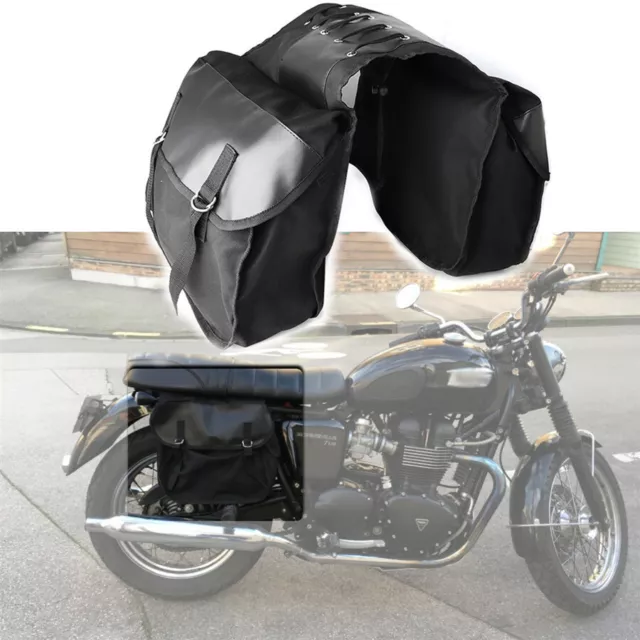 Motorcycle Saddle Bags Tail Storage Case Black Pannier For Honda Suzuki Kawasaki 2