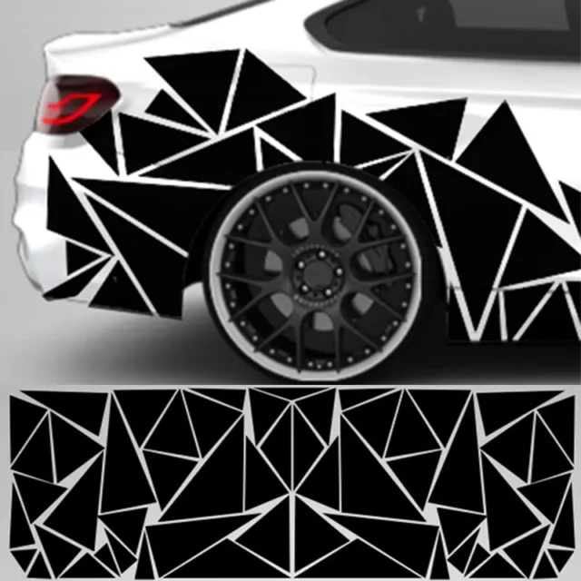78x23in Geometric Triangle Graphics Decal Glossy Black Sticker For Car Body  Side
