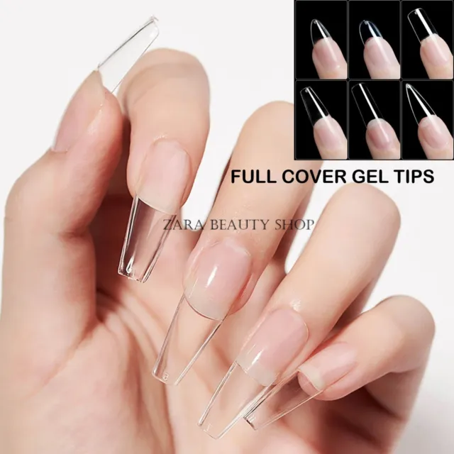 504 pcs Nail Tips GEL Extensions Full Cover ✨SQUARE COFFIN ALMOND🔥 SOFT GEL