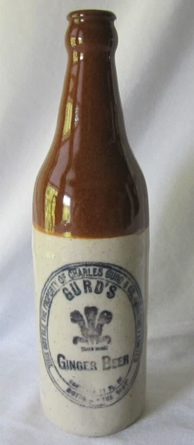 Antique Gurd's Ginger Beer Stoneware Bottle Rare Maritime 11 oz Montreal Canada