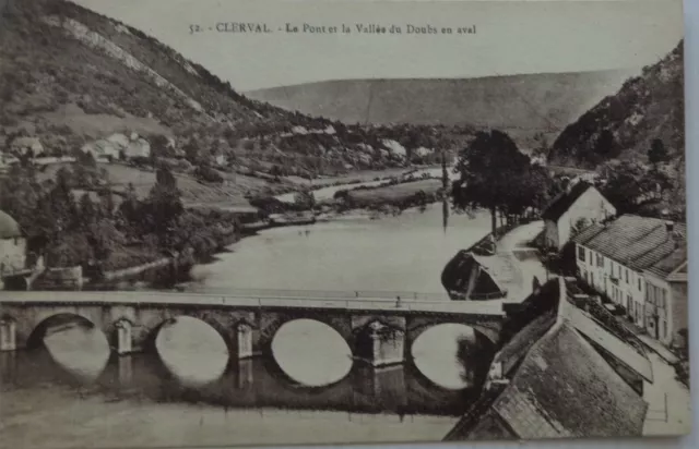 Clerval 25 CPA the Bridge and Valley of / Doubs IN Aval Good Condition 1924