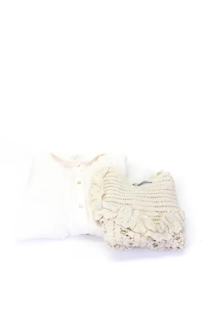 Zara Bella Dahl Womens Lace Knit Button Up Shirts White Size XS Small Lot 2