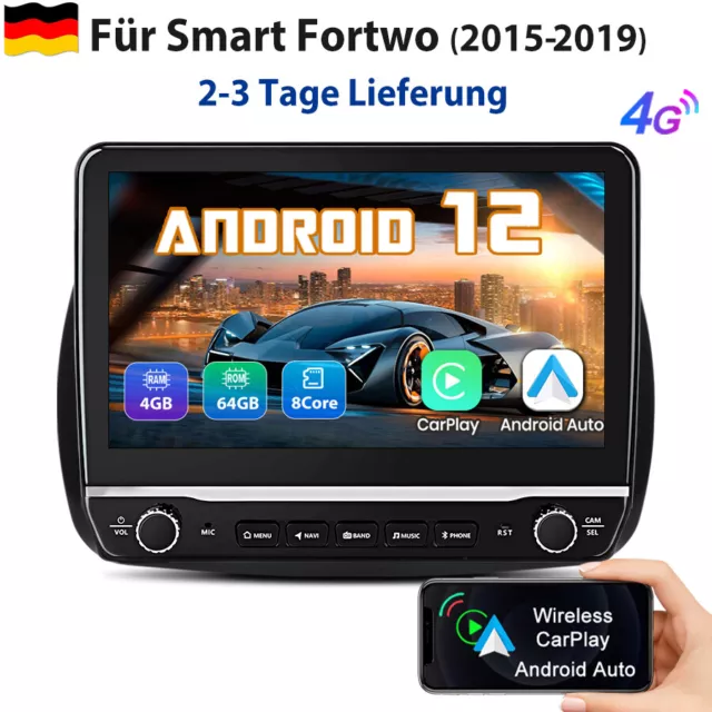 64G Carplay 10.1"Android 12 Autoradio GPS Navi Für Benz Smart Forfour Fortwo 453