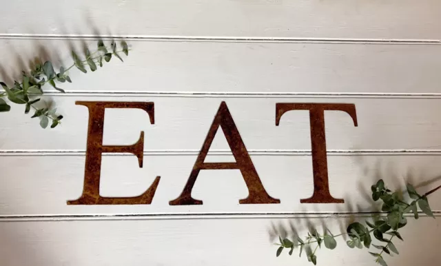Rusty Metal Eat Word Iron Letters Hanging Wall Garden Kitchen Dining Decoration