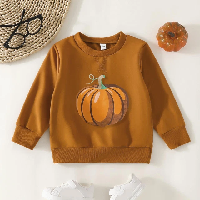 Toddler Halloween Boys Girls Winter Long Sleeve Pumpkins Prints Tops Sweatshirt