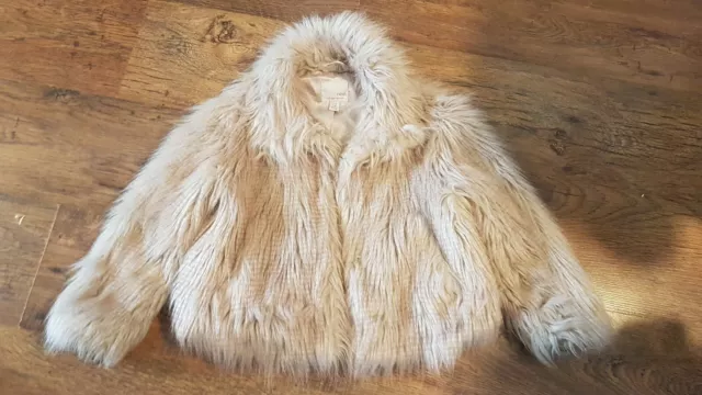 Next Striped Faux Fur Coat Jacket Age Size 5 6