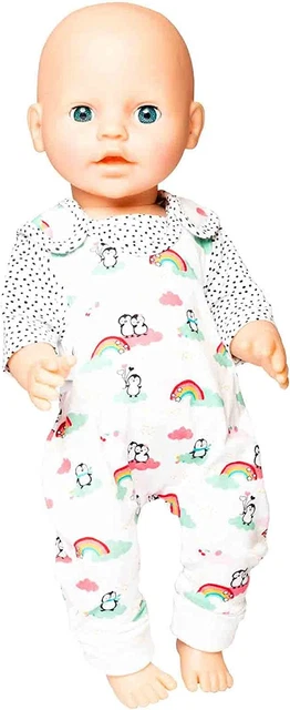 Heless Doll Romper - Penguin Polka Dot Velour Outfit For 35-45 Cm Dolls