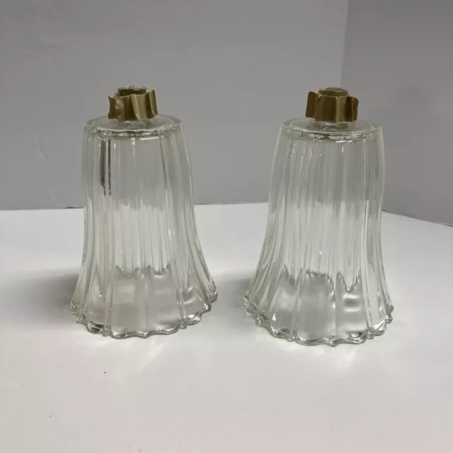 Vintage Homco Home Interiors CLEAR RIBBED Votive Candle Cups Classic Set of 2