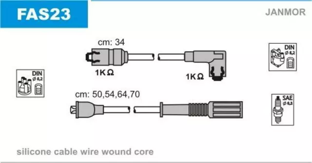 JANMOR Kit de câbles d'allumage Jeu De Câbles d'Allumage FAS23 34 Silicone 7