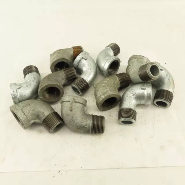 3/4" NPT 90° Street Elbow Galvanized Iron Pipe Schedule 40 Lot of 11