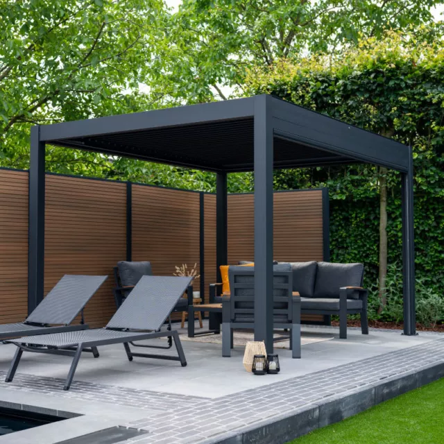 Pavillon Pergola toit de terrasse 4x3m Toit à lamelles Électrique Pratt & Söhne