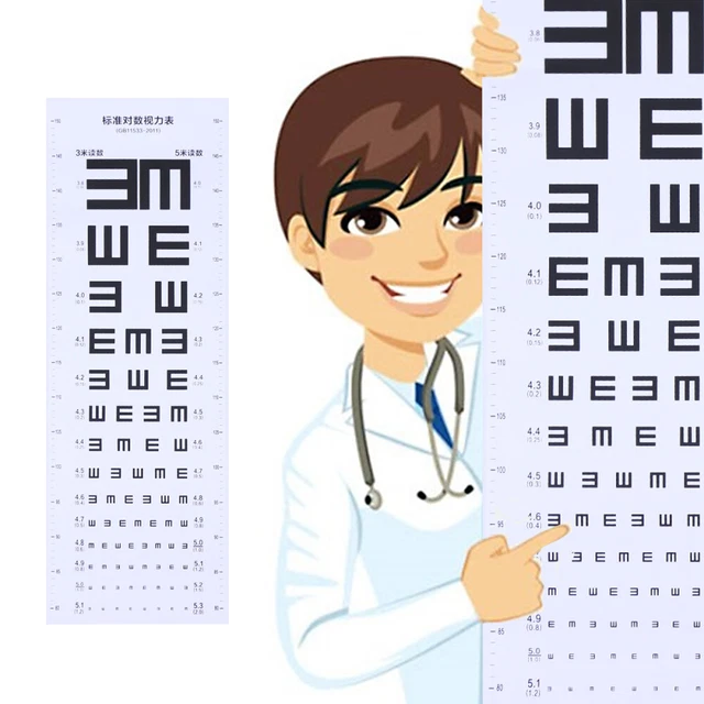 EYE CHART VISUAL Test Snellen Health Miss Thick Version Measure Height ...