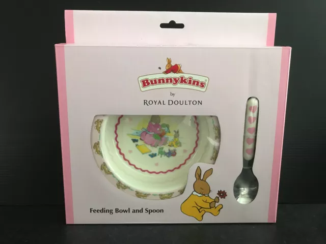 BNWT Bunnykins by Royal Doulton Pink Melamine Baby Feeding Bowl & Spoon Set