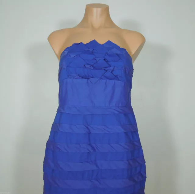 - AKIRA Black Pleated Strapless Dress M MEDIUM Label Blue Silk Cotton