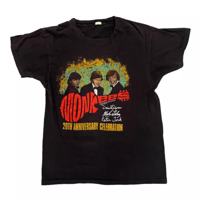 VINTAGE 1986 THE MONKEES 20TH ANNIVERSARY TOUR BAND BLACK Single Stitch SHIRT M