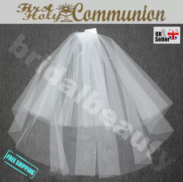 Girls 2T White First Holy Communion Veil with Diamanté Confirmation Baptism