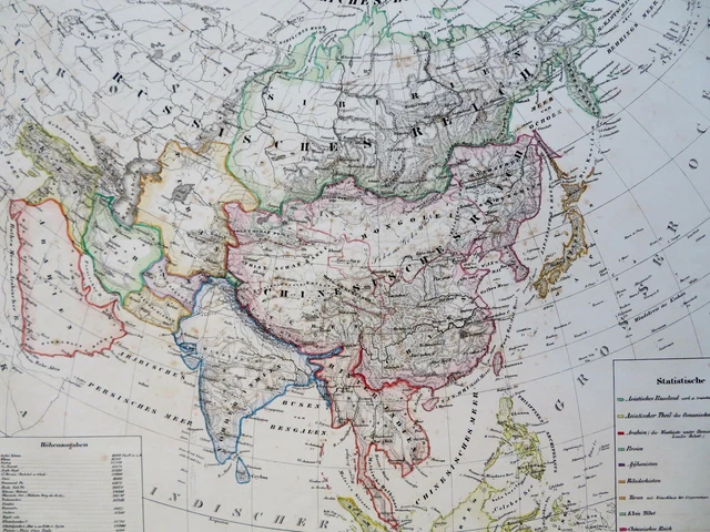 Asia Continent Ottoman Empire Arabia British India China Japan Korea 1855 map