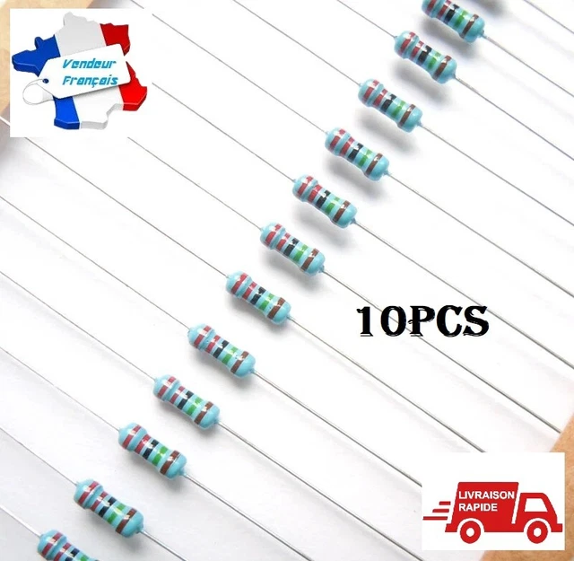 Lot de 10 Resistances 1/4W 1% Métal - de  1 ohms à 4,7 Mohms