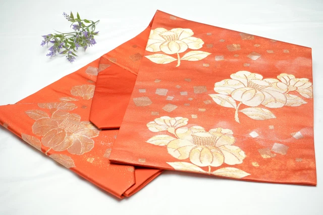 Dear Vanilla Japanese Silk Nagoya Obi Sash Belt Women's Kimono Genuine Vintage