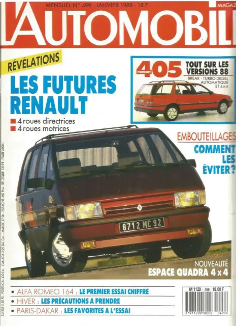 L'automobile Magazine N°499 Futures Renault / Alfa 164 / Peugeot 405 Vs 1988