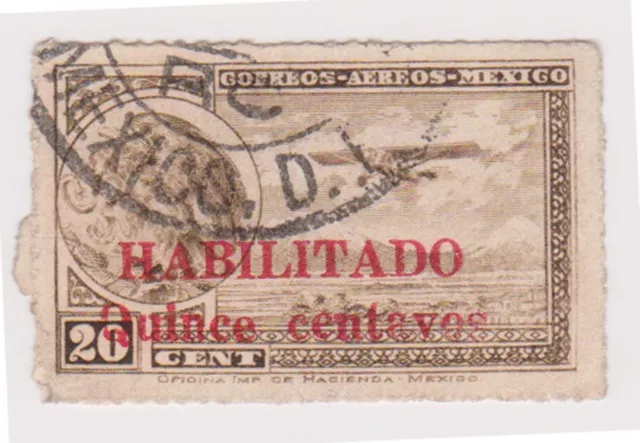 (MCO-174) 1929 Mexico 20c brown air O/P (C)