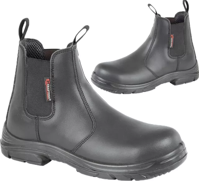 Mens Grafters Wide Eeee Fit Dealer Steel Toe Cap Chelsea Safety Boots Work Shoes