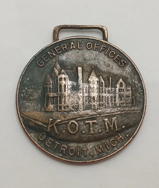 1911 Knights Of The Maccabees Fob General Offices Detroit MI Great Camp K.q.t.m.