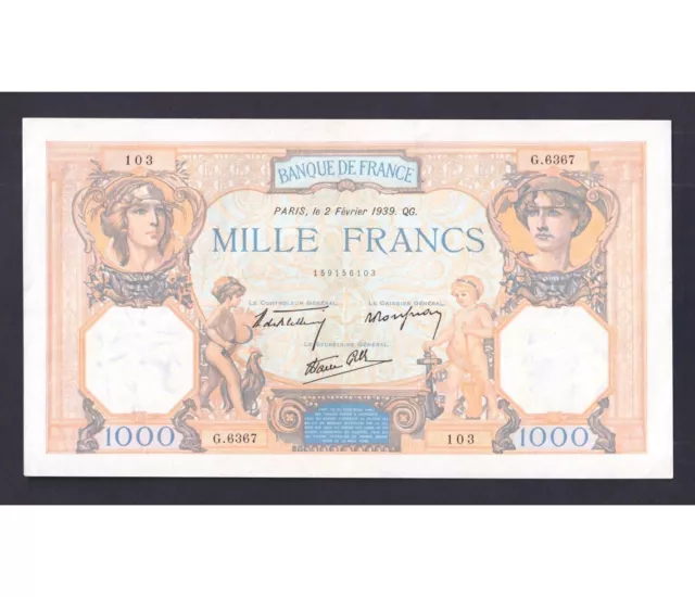 #66126-1000 Francs Cérès & Mercure FRANCE 1939 F.38.34  condition : XF/AU