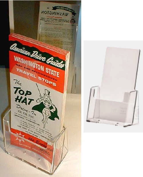TRIFOLD BROCHURE HOLDER Counter Stand Clear Plastic Menu Program