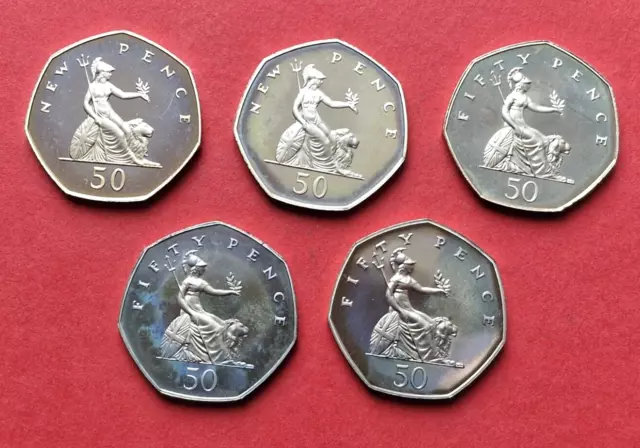 1980 - 1984 UK PROOF 50p Fifty Pence Date Run - Including Rare 1984  Toning