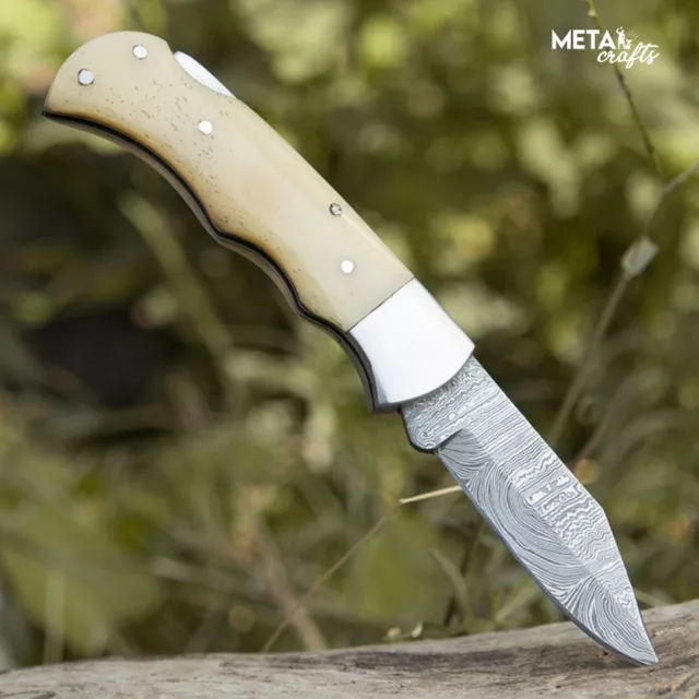Pocket Knife Lot Wholesale, Handmade Damascus FOLDING Knife LOT Of 10 w/Sheath 3