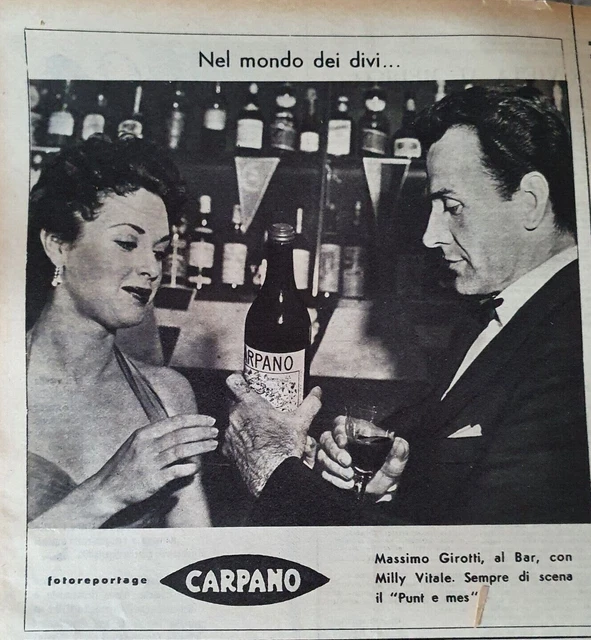 Carpano Torino Vermouth Punt E Mes Advert Pubblicita' D'epoca Advertis Adv-Cvd21