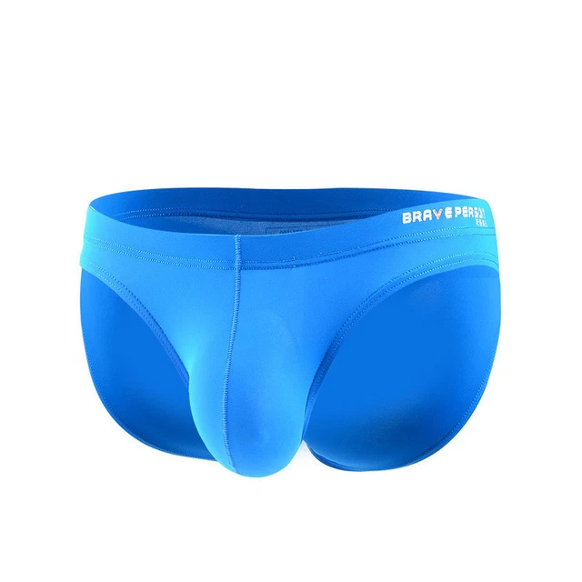 Men’s Bulge Pouch Bikini Briefs – Polyester Spandex Swimwear, Solid Color