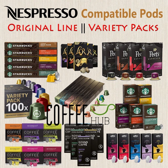 COFFEE PODS COMPATIBLE with Nespresso ORIGINAL LINE Capsules Variety