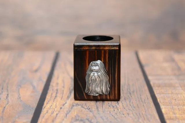 Shih Tzu type 2 - wooden candlestick with image of a purebred dog, Art Dog USA