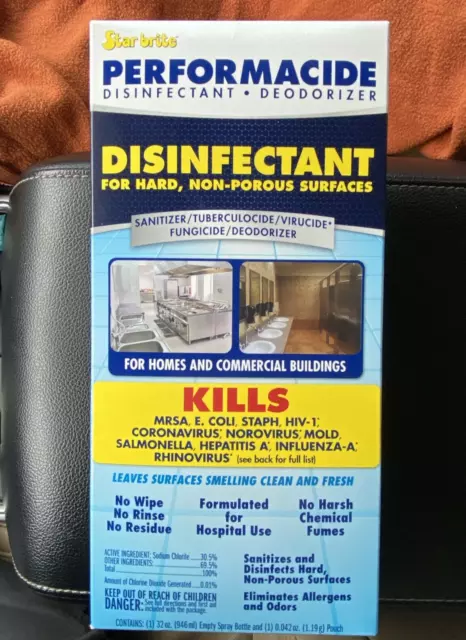 Performacide Surface Disinfectant Deodorizer 32oz Bottle w/ Pkt Kills Flu Virus