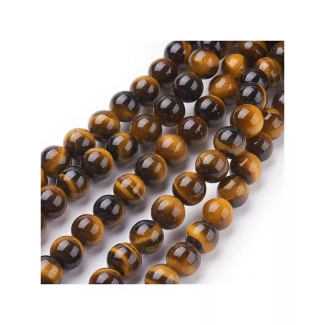 Fil de perles ronde naturelle 4 / 6 mm fabrication bijoux OEIL DE TIGRE