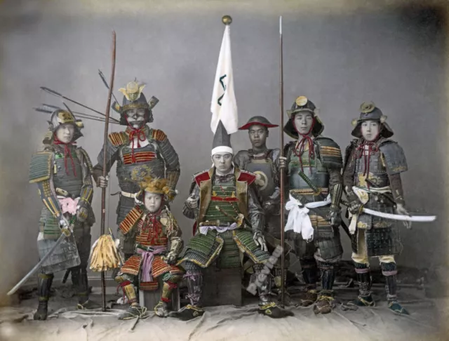 Samurai Warriors Kusakabe Kimbei Japan 1880 Print Poster Wall Art Picture A4 +