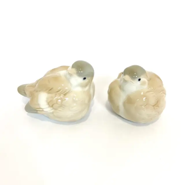 Vintage Otagiri Porcelain Baby Bird's Figurines Made In Japan Tan Gray White Set