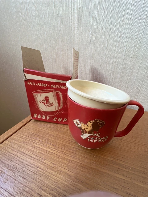 Tommee Tippee sippy cup with lid, CREAM AND RED  vintage