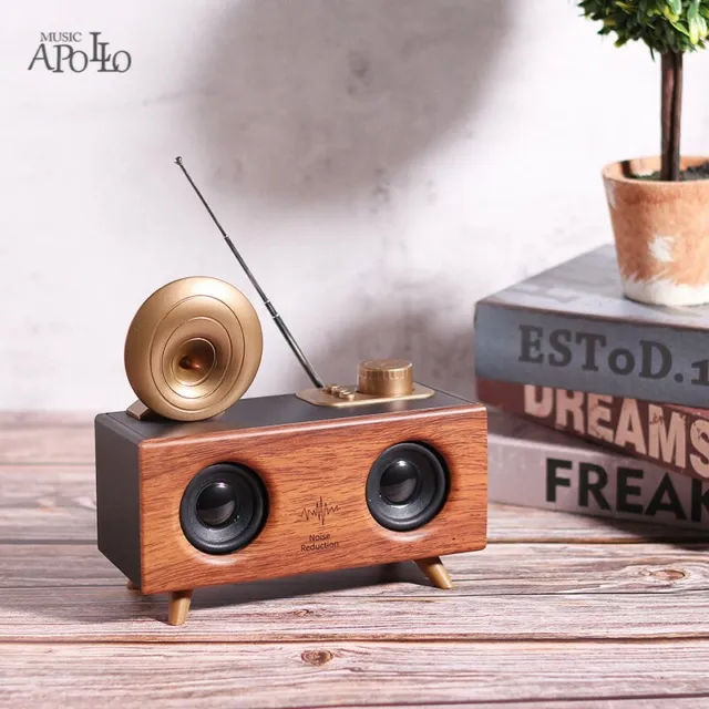 CASSA BLUETOOTH VINTAGE APOLLO brown speaker 3D SOUND aux micro sd usb  radio EUR 27,57 - PicClick IT