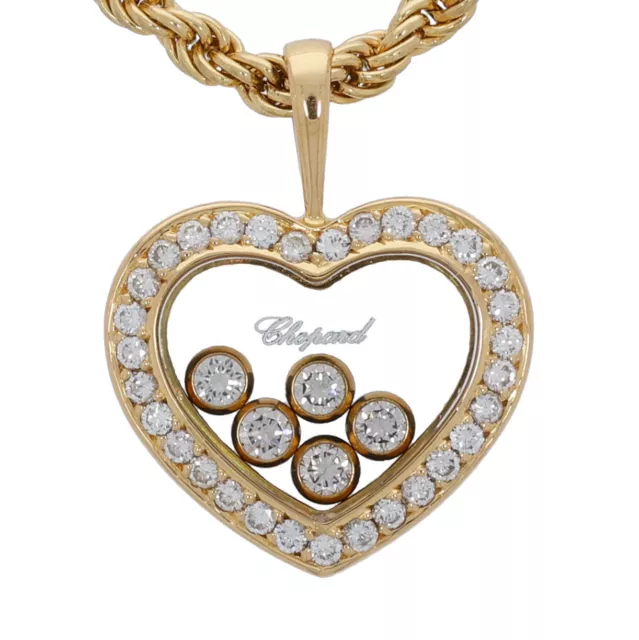 Chopard Happy Diamond Kette m. Herz Anhänger 750 / 18 Kt. Gelbgold ca. 0,54ct.