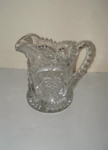 Vintage Iverna Style Pattern Clear Cut Glass Eapg Creamer Small Pitcher
