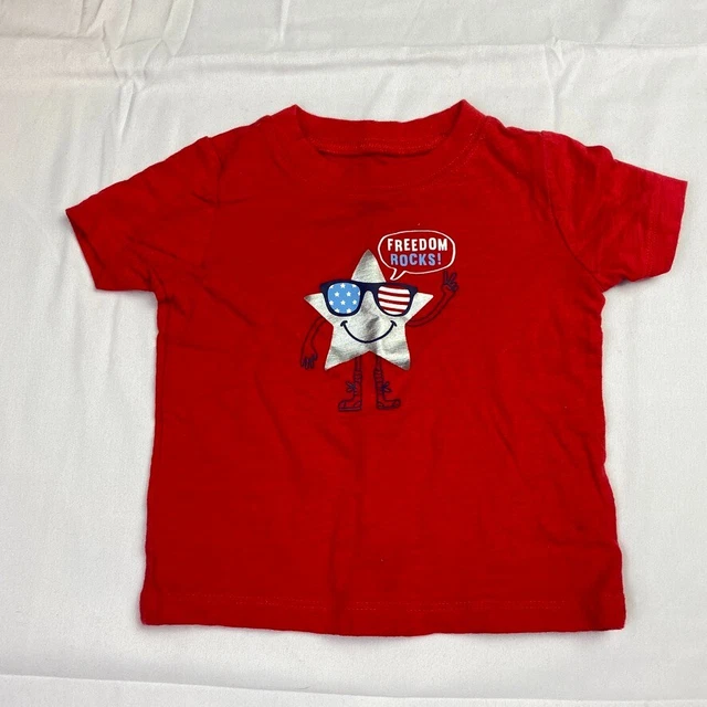 Carters Infant Baby Boys 12 Mo Red Freedom Rocks Patriotic T-Shirt Shorts 2 Pc
