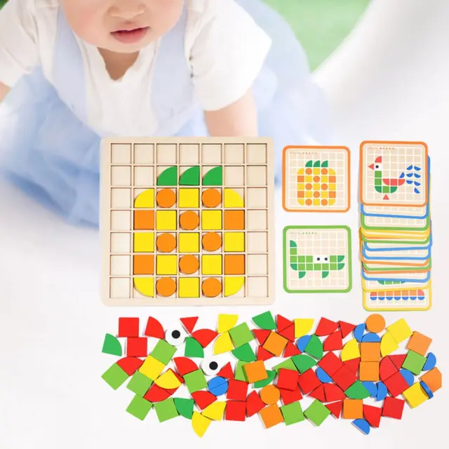 Wooden Tangram Puzzle Geometric Shape Jigsaw Puzzle for Kids Preschool