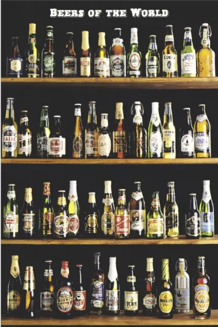 Beers Of The World Poster (61X91Cm) Picture Print New Art Bookshelf Bottles