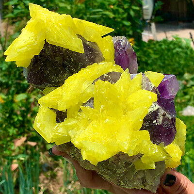7.52LB Mineral large amount of natural sulfur growth Amethyst on Sicily matrix3