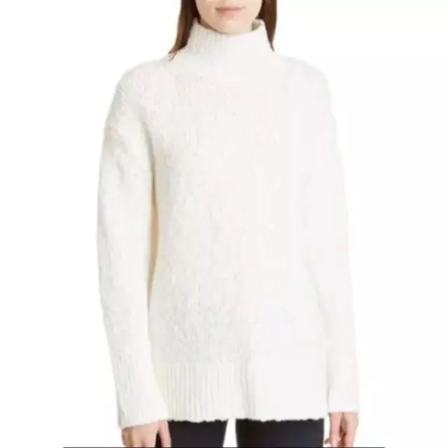 Vince Sweater XS Cream NWT $445 Nubby Turtleneck Long Sleeves Wool Blend