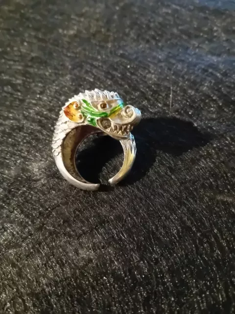 1970, RARE BAGUE DE CREATEUR AJUSTABLE, ARGENT 925, émaillée , poinçonnée