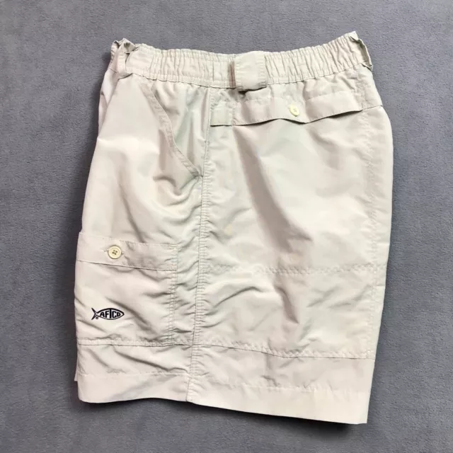 Aftco Cargo Fishing Shorts Elastic Waist Light Beige Mens Actual Size 38 x 6